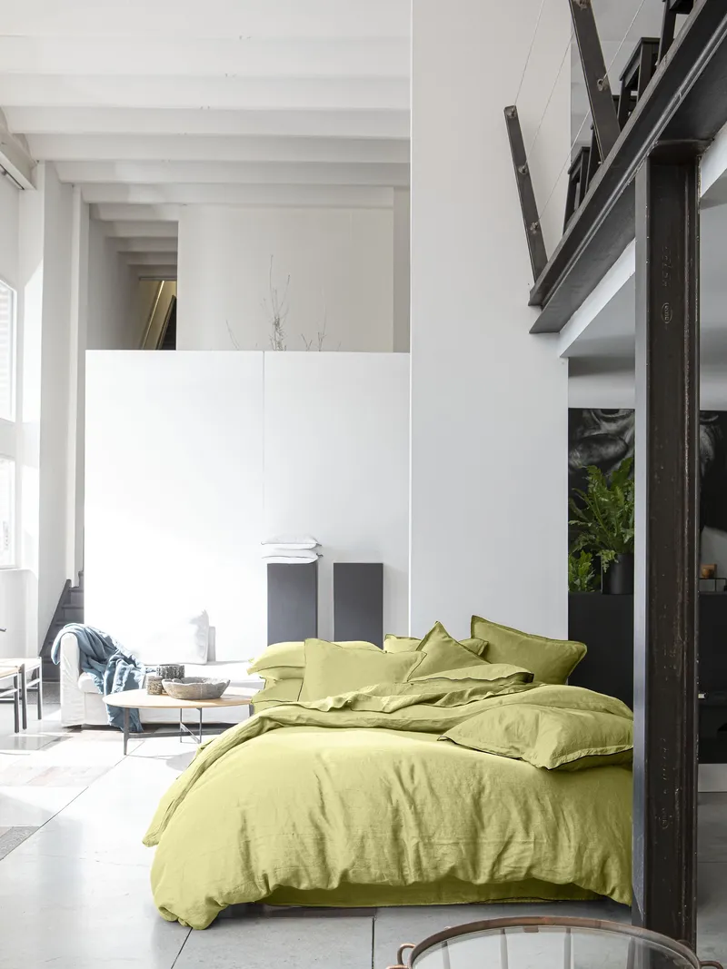 Parure de lit en lin lavé — 240x220 cm — Beurre