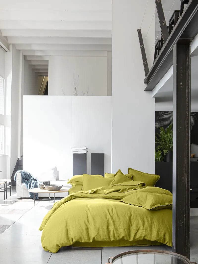 Parure de lit en lin lavé — 260x240 cm — Poire