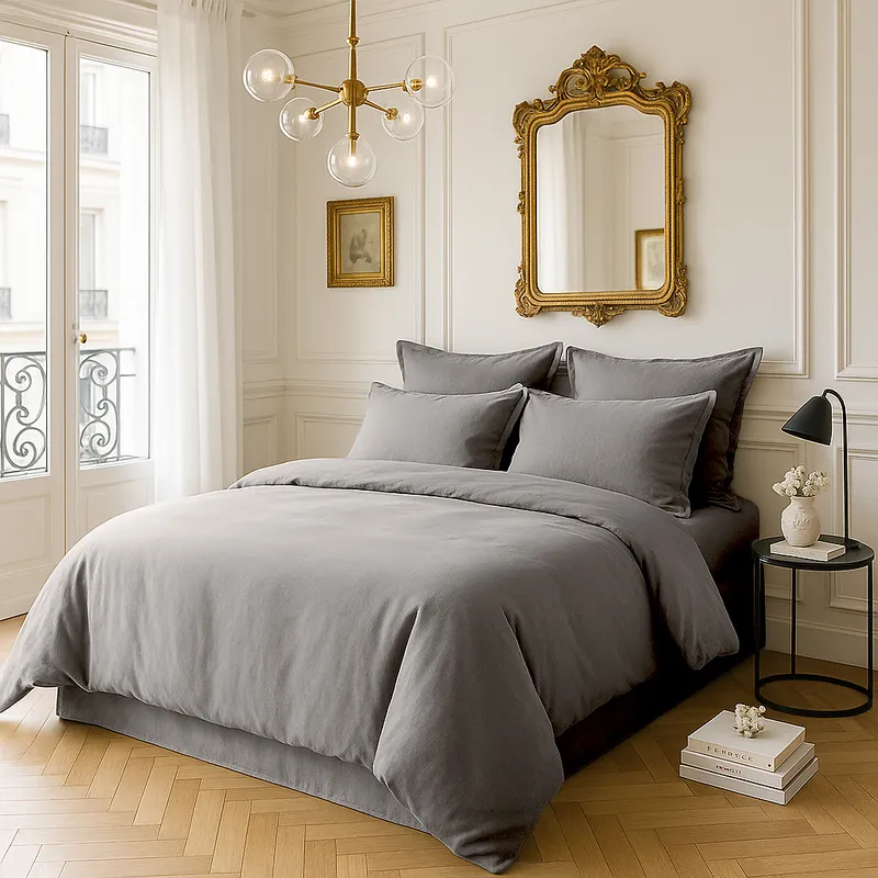Taie d'oreiller en satin de coton — 65x65 cm — Gris clair