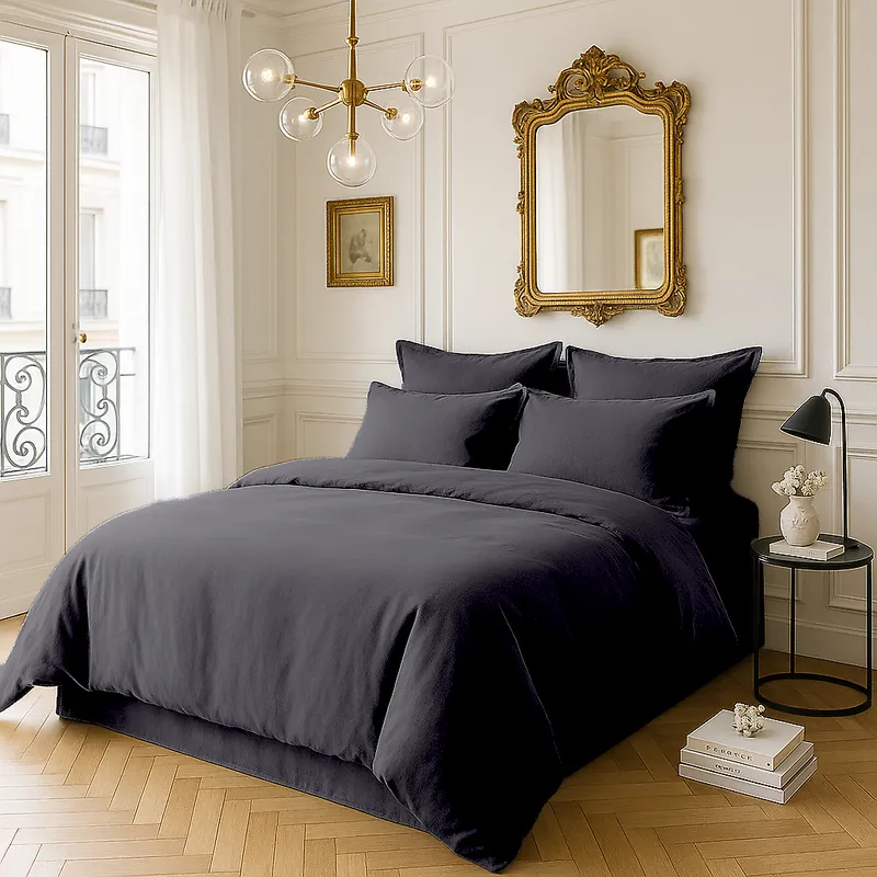 Taie d'oreiller en satin de coton — 65x65 cm — Gris foncé