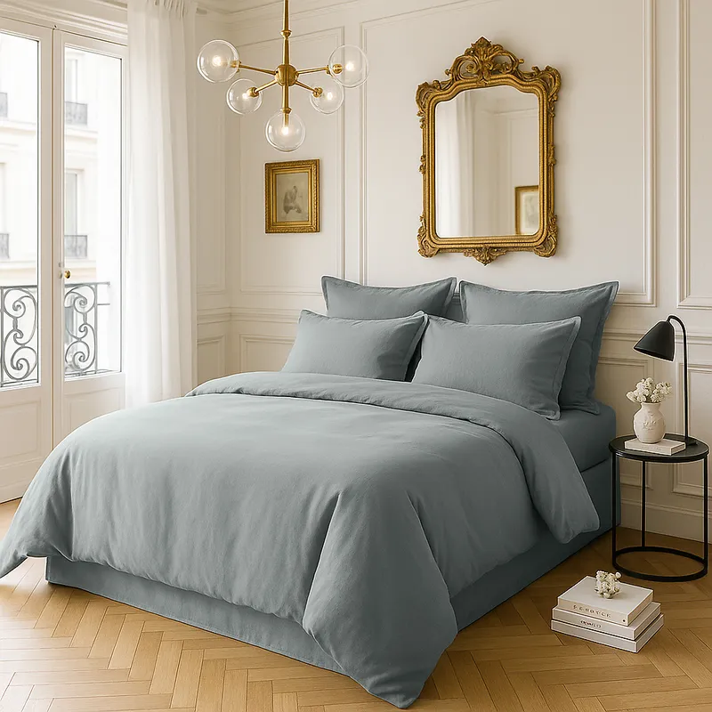 Taie d'oreiller en satin de coton — 65x65 cm — Bleu céladon