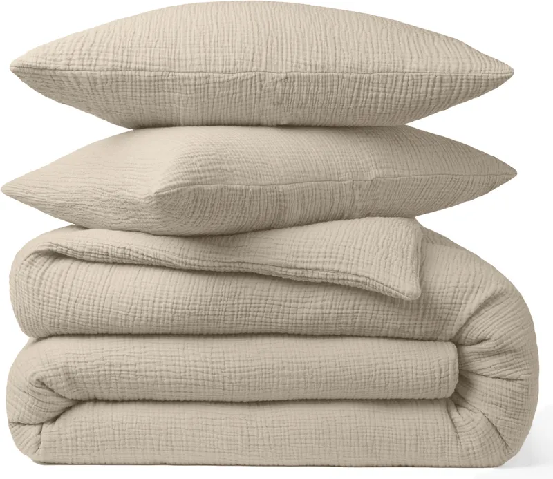 Taie d'oreiller en gaze de coton — 65x65 cm — Ecru