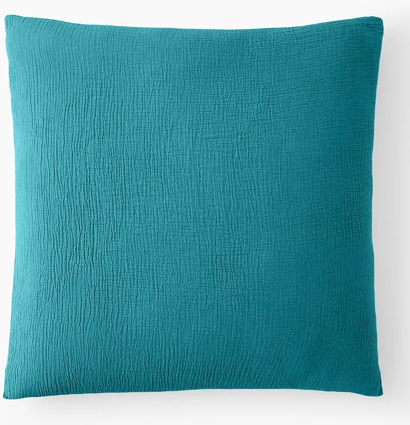 Taie d'oreiller en gaze de coton — 65x65 cm — Bleu enamel