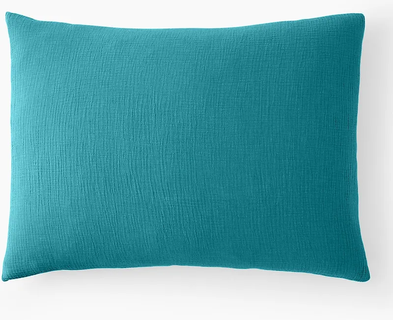 Taie d'oreiller en gaze de coton — 50x70 cm — Bleu enamel