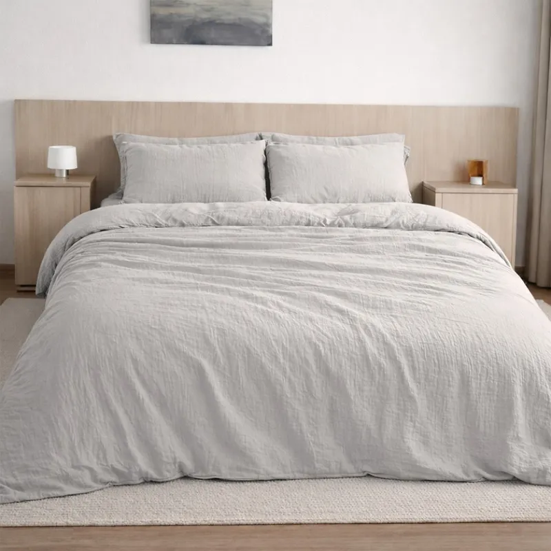Housse de couette en gaze de coton — 240x220 cm — Gris glacier