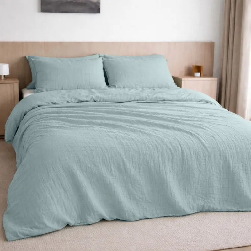 Taie d'oreiller en gaze de coton — 50x70 cm — Bleu givrée