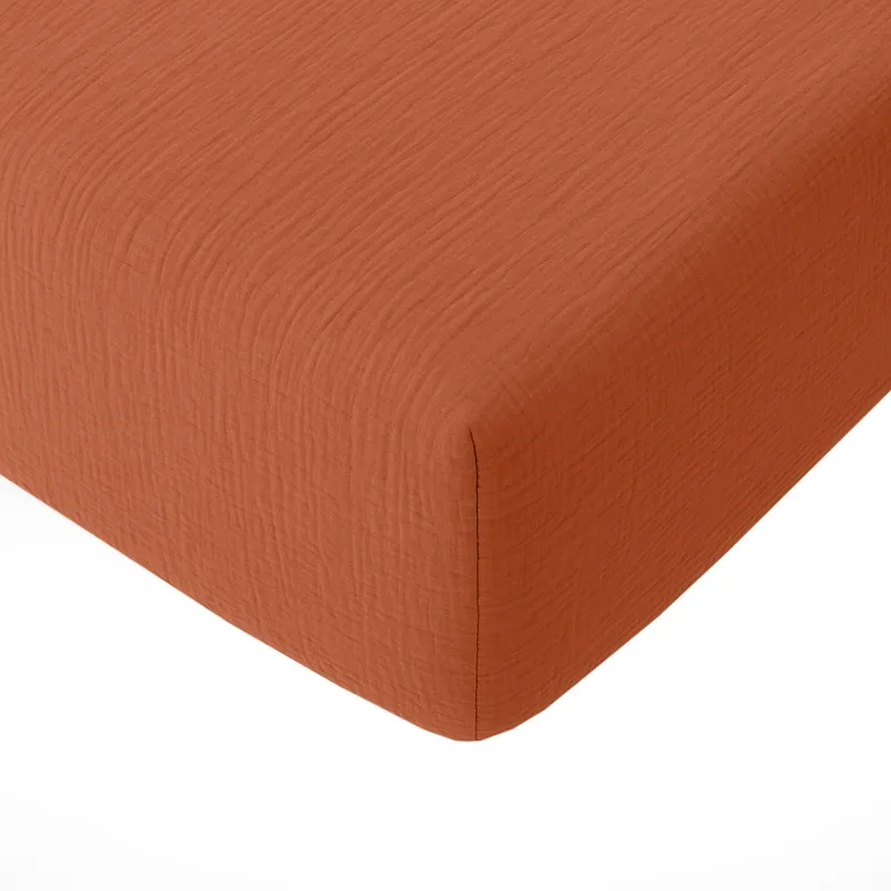 Drap housse en gaze de coton — 140x190 cm — Safran