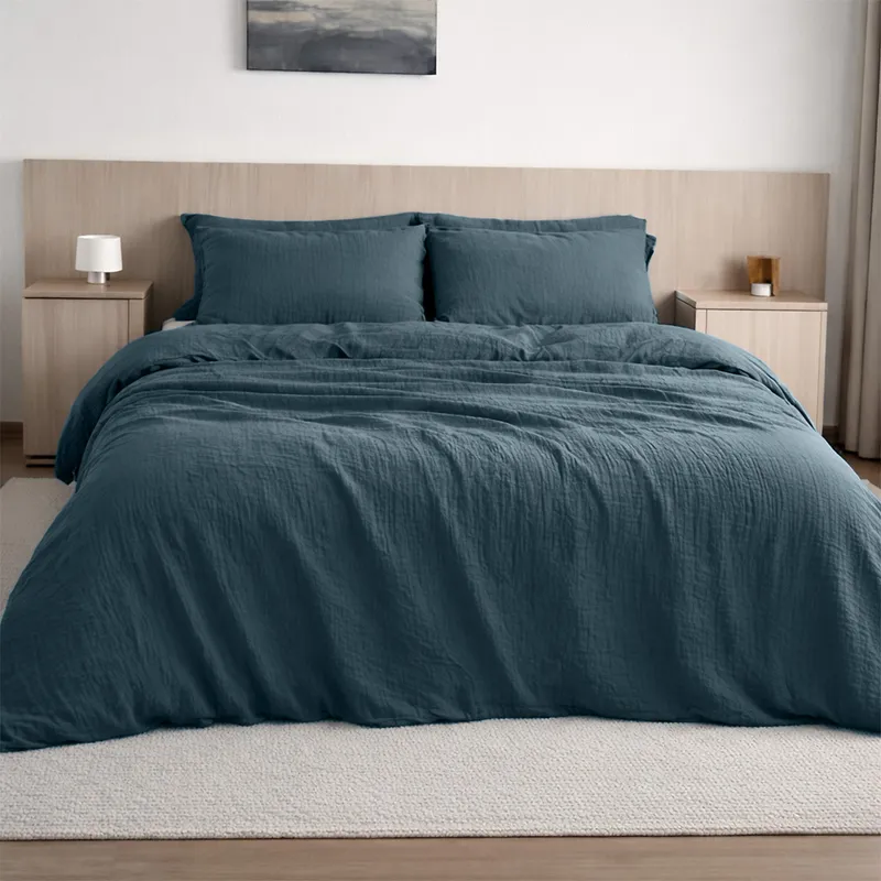 Taie d'oreiller en gaze de coton — 50x70 cm — Bleu pétrole