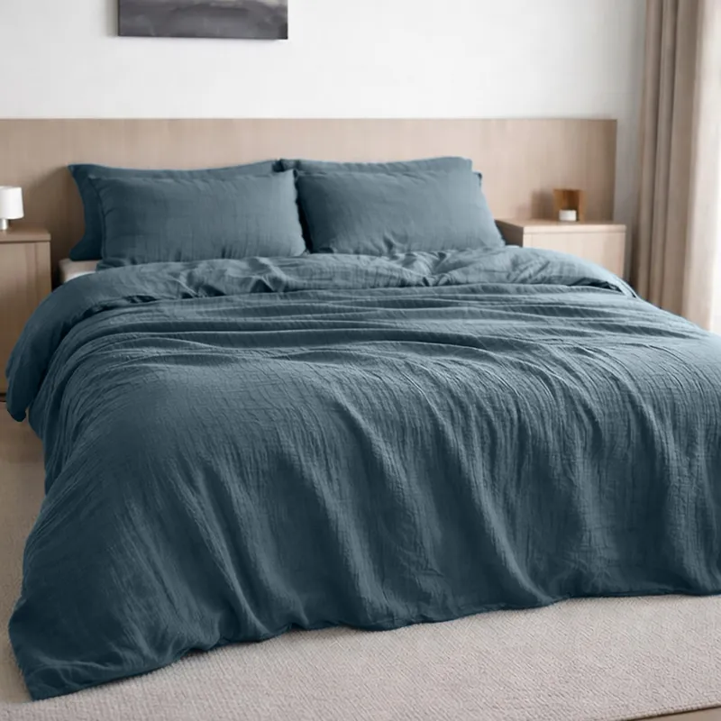 Housse de couette en gaze de coton — 260x240 cm — Bleu pétrole
